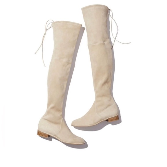 Stuart Weitzman Lowland OTK Boots - Buff Suede - Picture 1 of 10